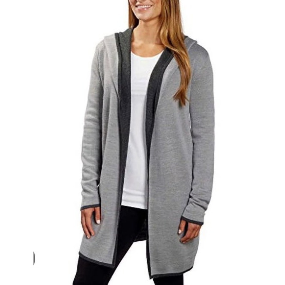 BNCI by Blanc Noir Hooded Cardigan Sweater Womens Small Wool Blend Gray NWT